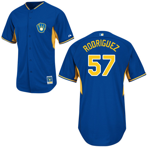 Francisco Rodriguez #57 MLB Jersey-Milwaukee Brewers Men's Authentic 2014 Blue Cool Base BP Baseball Jersey
